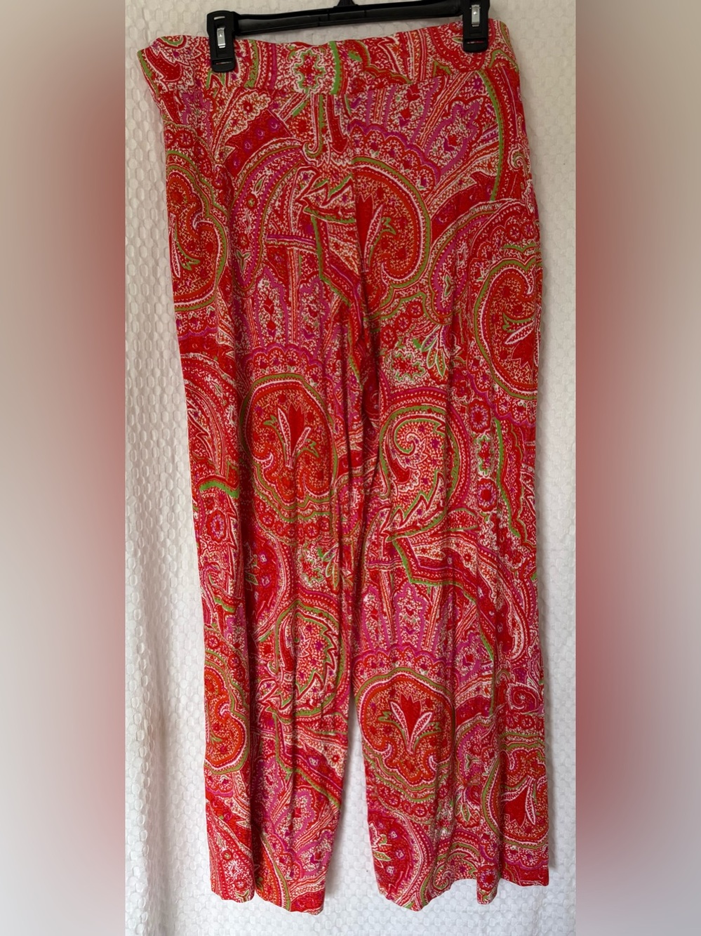 Lauren Ralph Lauren Paisley Wide Leg Palazzo Pants Pink Orange XL - Picture 3 of 5